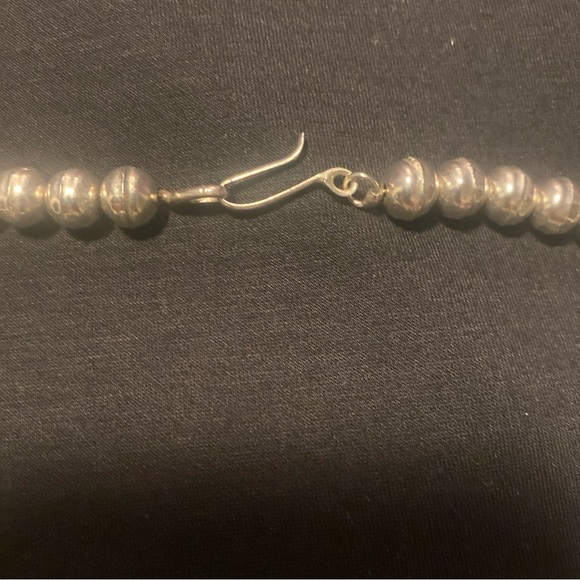 VINTAGE Antique Navajo Kingman Turquoise Sterling SILVER Squash Blossom Necklace - Picture 3 of 15